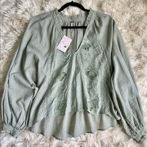 Free People Sivan Embroidered Blouse